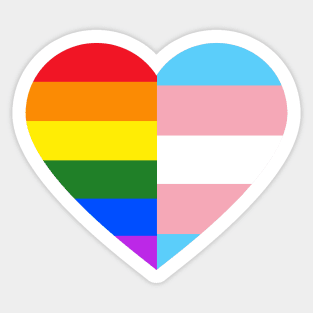 LGBT Rainbow And Transgender Pride Flag Heart Sticker